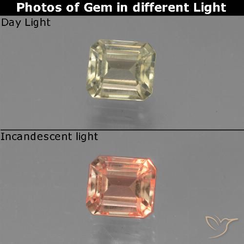 0.80ct Natürlicher Warmes Gelb Farbwechselnder Diaspor, Smaragdschliff, VVS-VS