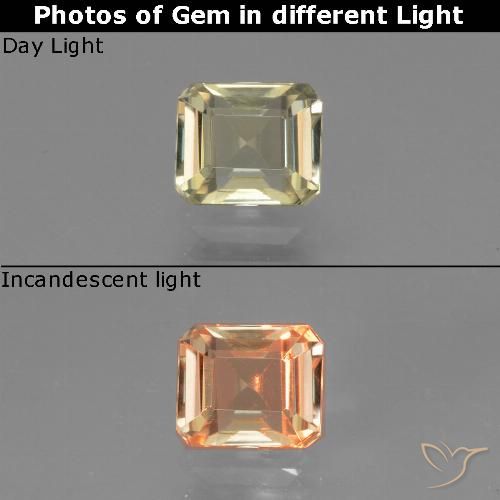 0.95ct Natürlicher Blasses Gelb Farbwechselnder Diaspor, Smaragdschliff, VVS-VS