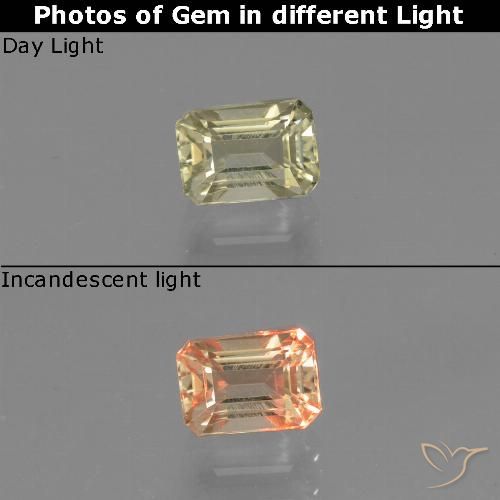0.83ct Natürlicher Sehr blasses Gelb Farbwechselnder Diaspor, Smaragdschliff, VVS-VS