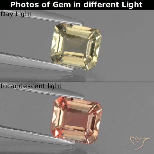 0.98ct Natürlicher Sehr helles Gold-Gelb Farbwechselnder Diaspor, Smaragdschliff, VS