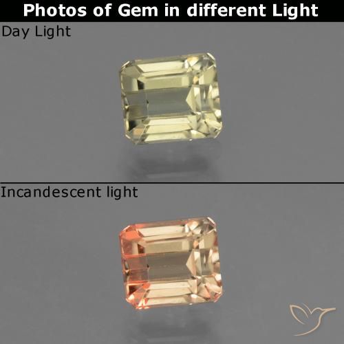 1.07ct Natürlicher Sehr helles Gelb Farbwechselnder Diaspor, Smaragdschliff, VS