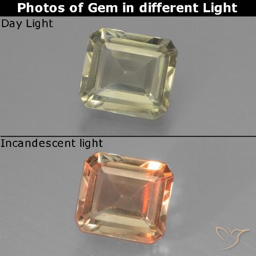 0.95ct Natürlicher Sehr blasses Gelb Farbwechselnder Diaspor, Smaragdschliff, VS