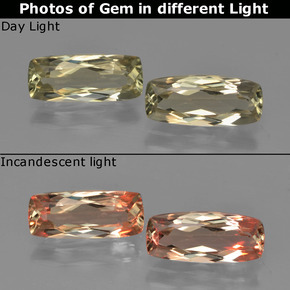 2,61 ct natürliche gelber Farbwechsel-Diaspor-Edelsteine, Kissenschliff, VVS