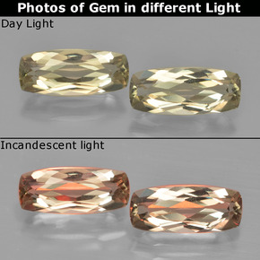 3,01 ct natürliche gelber Farbwechsel-Diaspor-Edelsteine, Kissenschliff, VVS-VS