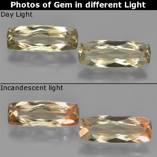 2,78 ct natürliche gelber Farbwechsel-Diaspor-Edelsteine, Kissenschliff, VVS