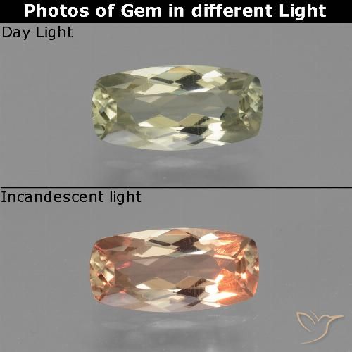 1.08ct Natürlicher Sehr helles Gelb Farbwechselnder Diaspor, Kissen, VVS