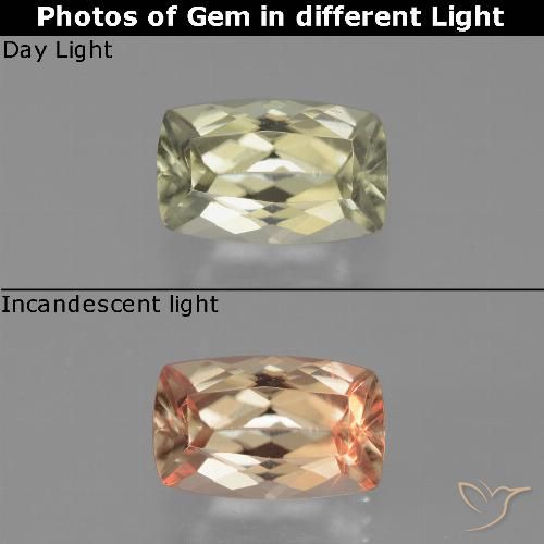 1.27ct Natürlicher Sehr helles Gelb Farbwechselnder Diaspor, Kissen, VVS-VS