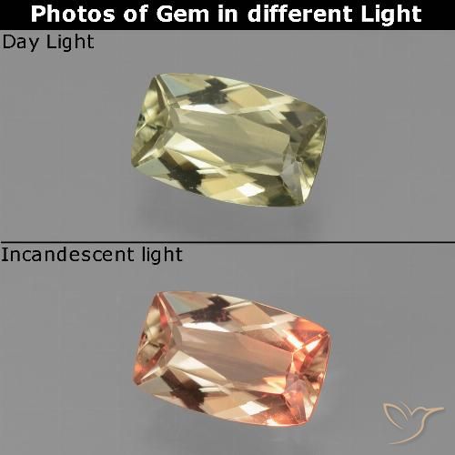1.05ct Natürlicher Sehr helles Gold-Gelb Farbwechselnder Diaspor, Kissen, VVS-VS
