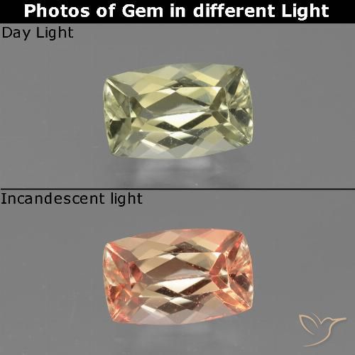 1.32ct Natürlicher Sehr helles Gelb Farbwechselnder Diaspor, Kissen, VVS-VS