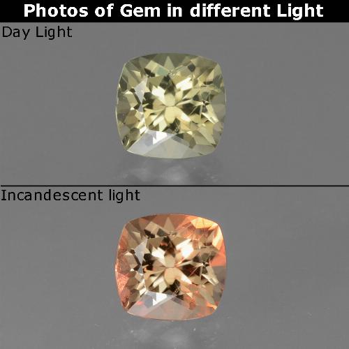 9,17 ctw natürlicher Gelbes Beige Farbwechselnder Diaspor, Kissenschliff, VS