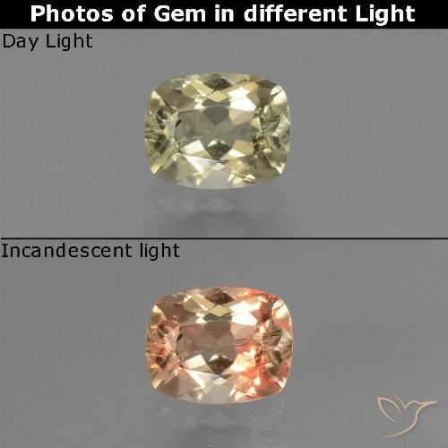 0.72ct Natürlicher Sehr helles Gelb Farbwechselnder Diaspor, Kissen, VS
