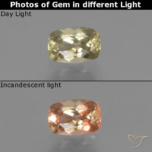 0.68ct Natürlicher Sehr helles Gelb Farbwechselnder Diaspor, Kissen, VS