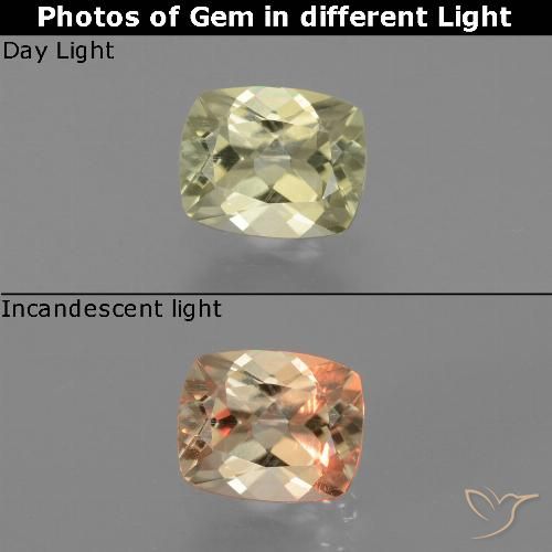 0.78ct Natürlicher Sehr helles Gelb Farbwechselnder Diaspor, Kissen, VS