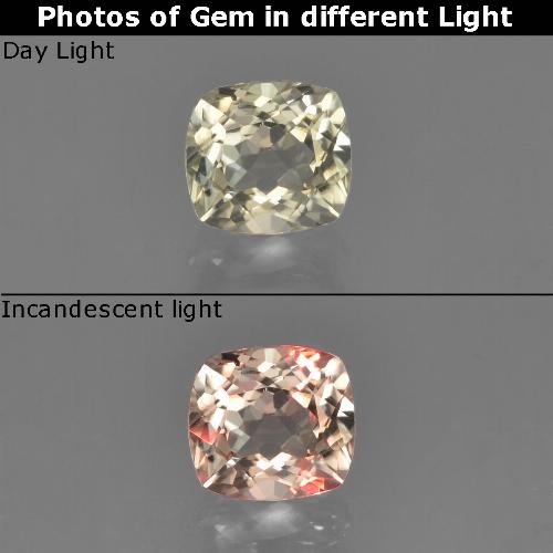 9,17 ctw natürlicher Sehr helles Gold-Gelb Farbwechselnder Diaspor, Kissenschliff, VVS