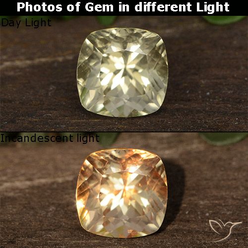 0.80ct Natürlicher Sanftes Gelb Farbwechselnder Diaspor, Kissen, VVS-VS
