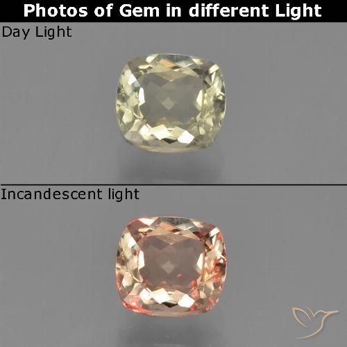 0.81ct Natürlicher Sehr helles Gelb Farbwechselnder Diaspor, Kissen, VVS-VS