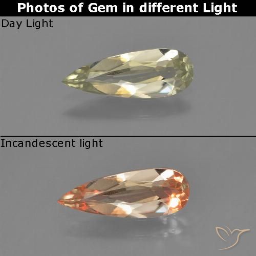 0.76ct Natürlicher Mittelgelb Farbwechselnder Diaspor, Birnenform, VVS-VS