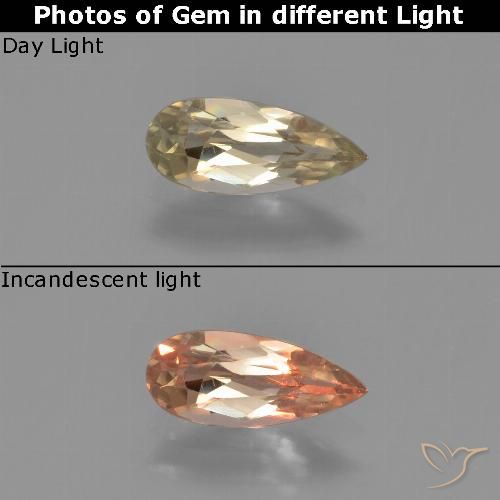 0.70ct Natürlicher Erdiges Gelb Farbwechselnder Diaspor, Birnenform, VVS-VS