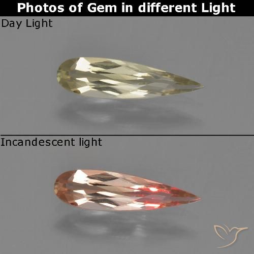 0.82ct Natürlicher Erdiges Gelb Farbwechselnder Diaspor, Birnenform, VVS-VS