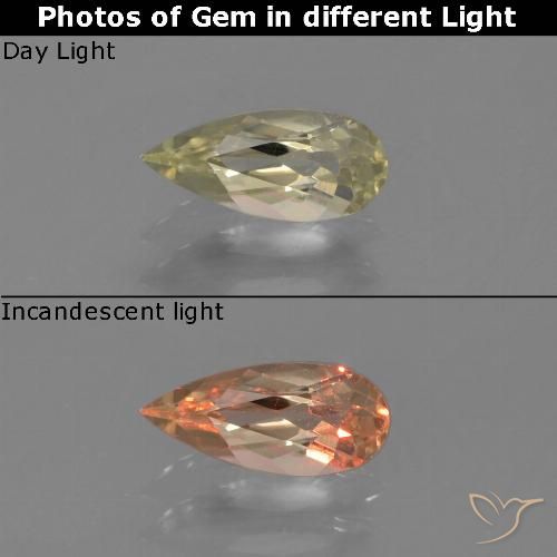 0.61ct Natürlicher Helles Goldgelb Farbwechselnder Diaspor, Birnenform, VVS-VS