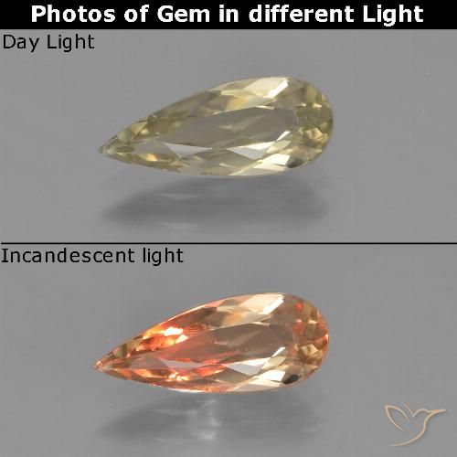 1.14ct Natürlicher Warmes Gelb Farbwechselnder Diaspor, Birnenform, VS