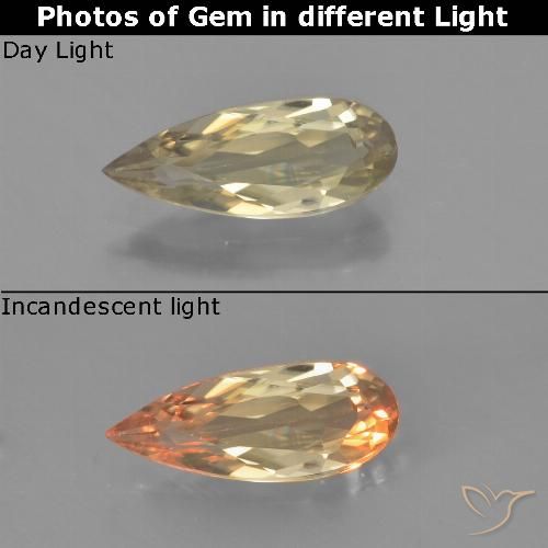 1.40ct Natürlicher Erdiges Gelb Farbwechselnder Diaspor, Birnenform, VVS-VS