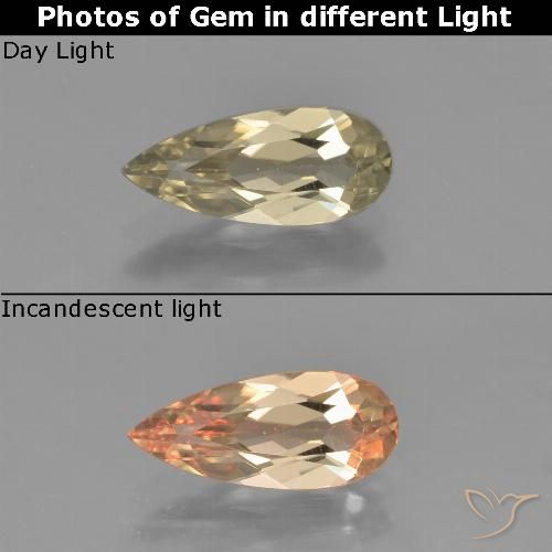 1.15ct Natürlicher Warmes Gelb Farbwechselnder Diaspor, Birnenform, VVS-VS