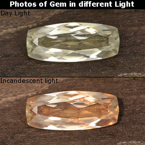 9,17 ctw natürlicher hellgelb Farbwechselnder Diaspor, Kissenschliff, VVS