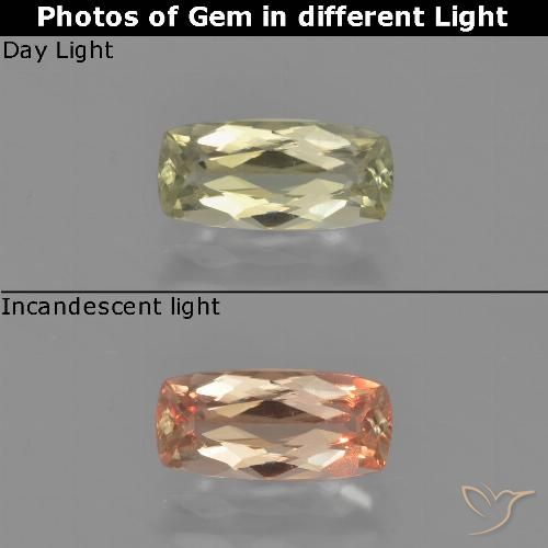 1.01ct Natürlicher hellgelb Farbwechselnder Diaspor, Kissen, VVS