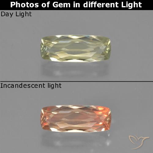 1.07ct Natürlicher Sehr helles Gold-Gelb Farbwechselnder Diaspor, Kissen, VVS