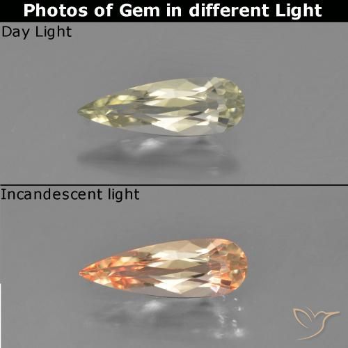 0.83ct Natürlicher Gelbes Beige Farbwechselnder Diaspor, Birnenform, VVS-VS
