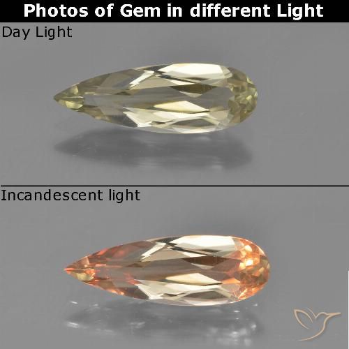 1.22ct Natürlicher Bräunliches Gelb Farbwechselnder Diaspor, Birnenform, VVS