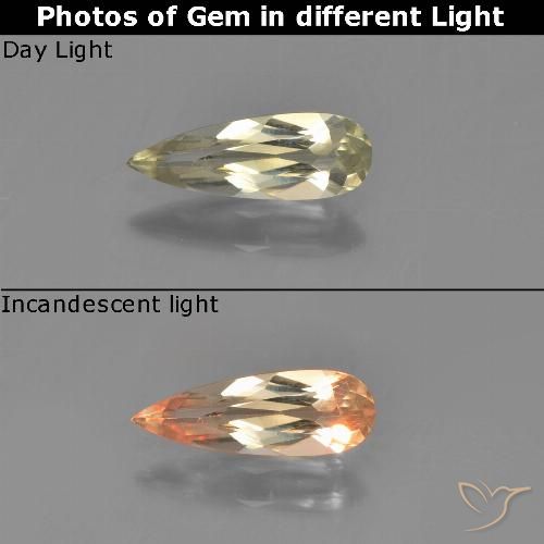 0.64ct Natürlicher Sehr helles Gelb Farbwechselnder Diaspor, Birnenform, VVS-VS