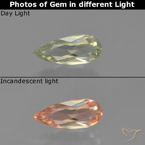 0.63ct Natürlicher Bräunliches Gelb Farbwechselnder Diaspor, Birnenform, VVS-VS