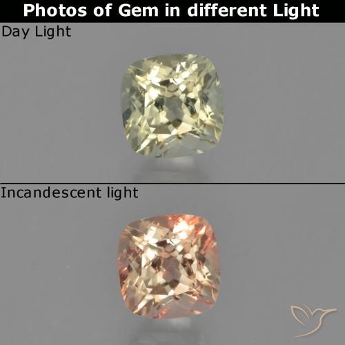 0.65ct Natürlicher hellgelb Farbwechselnder Diaspor, Kissen, VS
