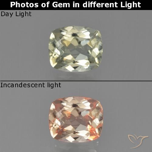 0.75ct Natürlicher Gelbes Beige Farbwechselnder Diaspor, Kissen, VS
