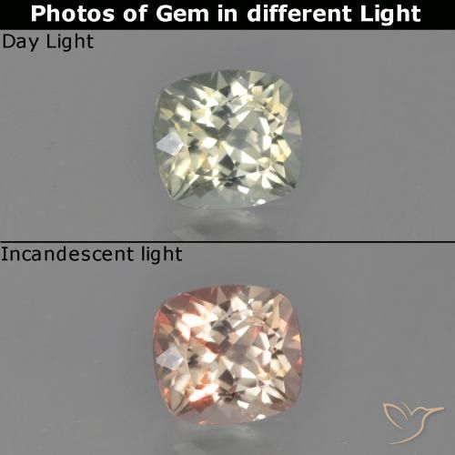 0.76ct Natürlicher Blasses Gelb Farbwechselnder Diaspor, Kissen, VS