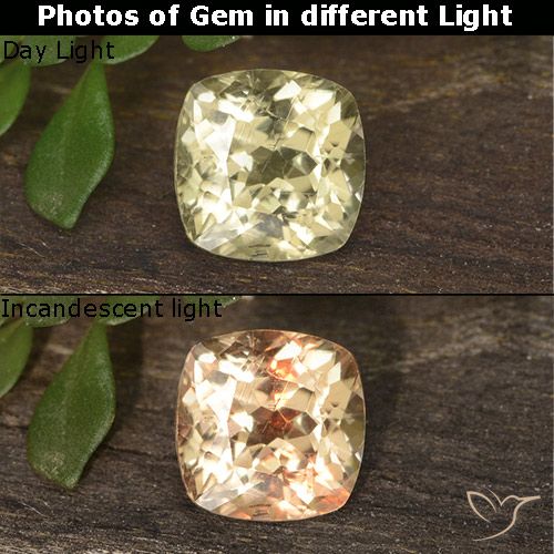 0.78ct Natürlicher hellgelb Farbwechselnder Diaspor, Kissen, VS