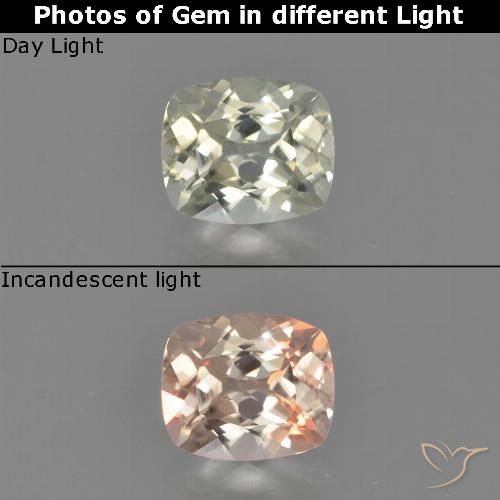 0.68ct Natürlicher hellgelb Farbwechselnder Diaspor, Kissen, VS