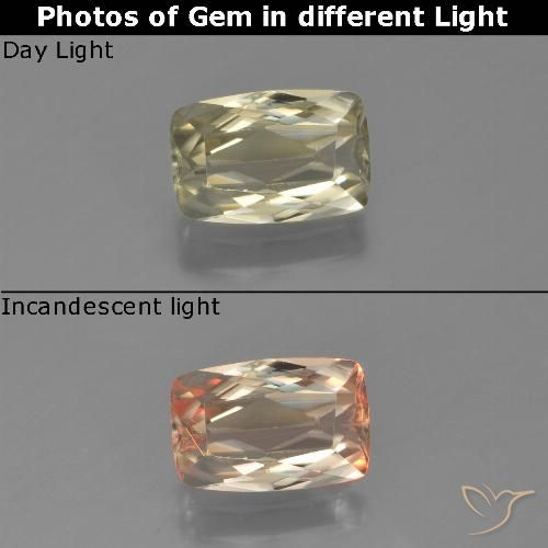 1.16ct Natürlicher hellgelb Farbwechselnder Diaspor, Kissen, VVS-VS