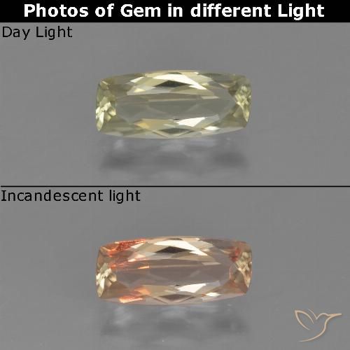 1.14ct Natürlicher hellgelb Farbwechselnder Diaspor, Kissen, VVS