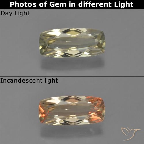 1.01ct Natürlicher hellgelb Farbwechselnder Diaspor, Kissen, VVS-VS