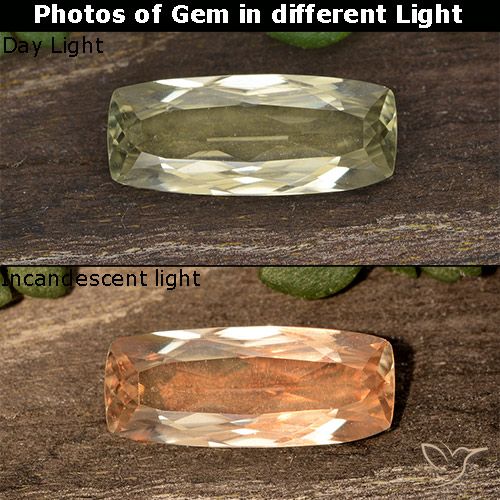 1.22ct Natürlicher hellgelb Farbwechselnder Diaspor, Kissen, VS