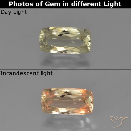 1.21ct Natürlicher hellgelb Farbwechselnder Diaspor, Kissen, VS