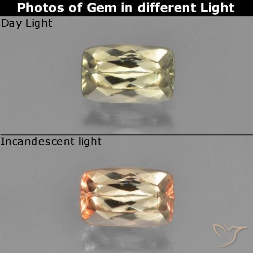 1.38ct Natürlicher hellgelb Farbwechselnder Diaspor, Kissen, VS