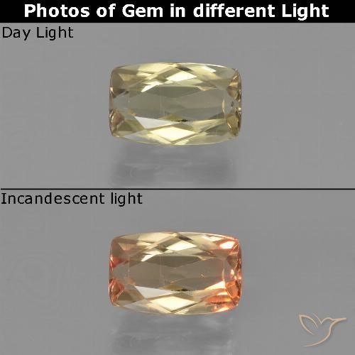 1.38ct Natürlicher Warmes Gelb Farbwechselnder Diaspor, Kissen, VS