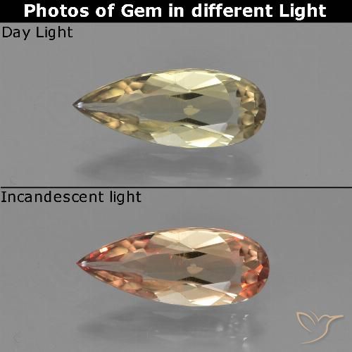 1.31ct Natürlicher Erdiges Gelb Farbwechselnder Diaspor, Birnenform, VVS-VS