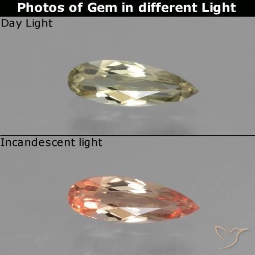 0.63ct Natürlicher Sehr helles Gold-Gelb Farbwechselnder Diaspor, Birnenform, VVS-VS