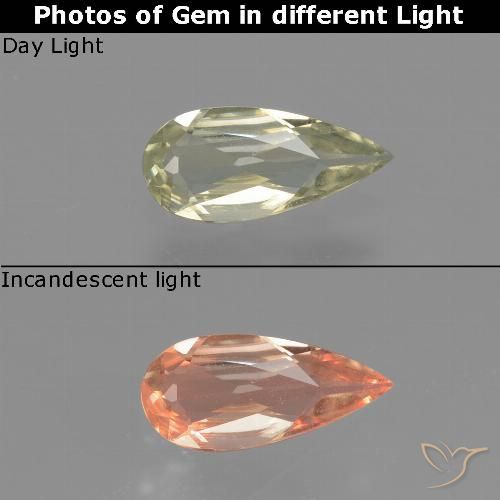 0.63ct Natürlicher Gelbes Beige Farbwechselnder Diaspor, Birnenform, VVS-VS