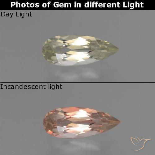 0.77ct Natürlicher Sehr helles Gelb Farbwechselnder Diaspor, Birnenform, VS-SI